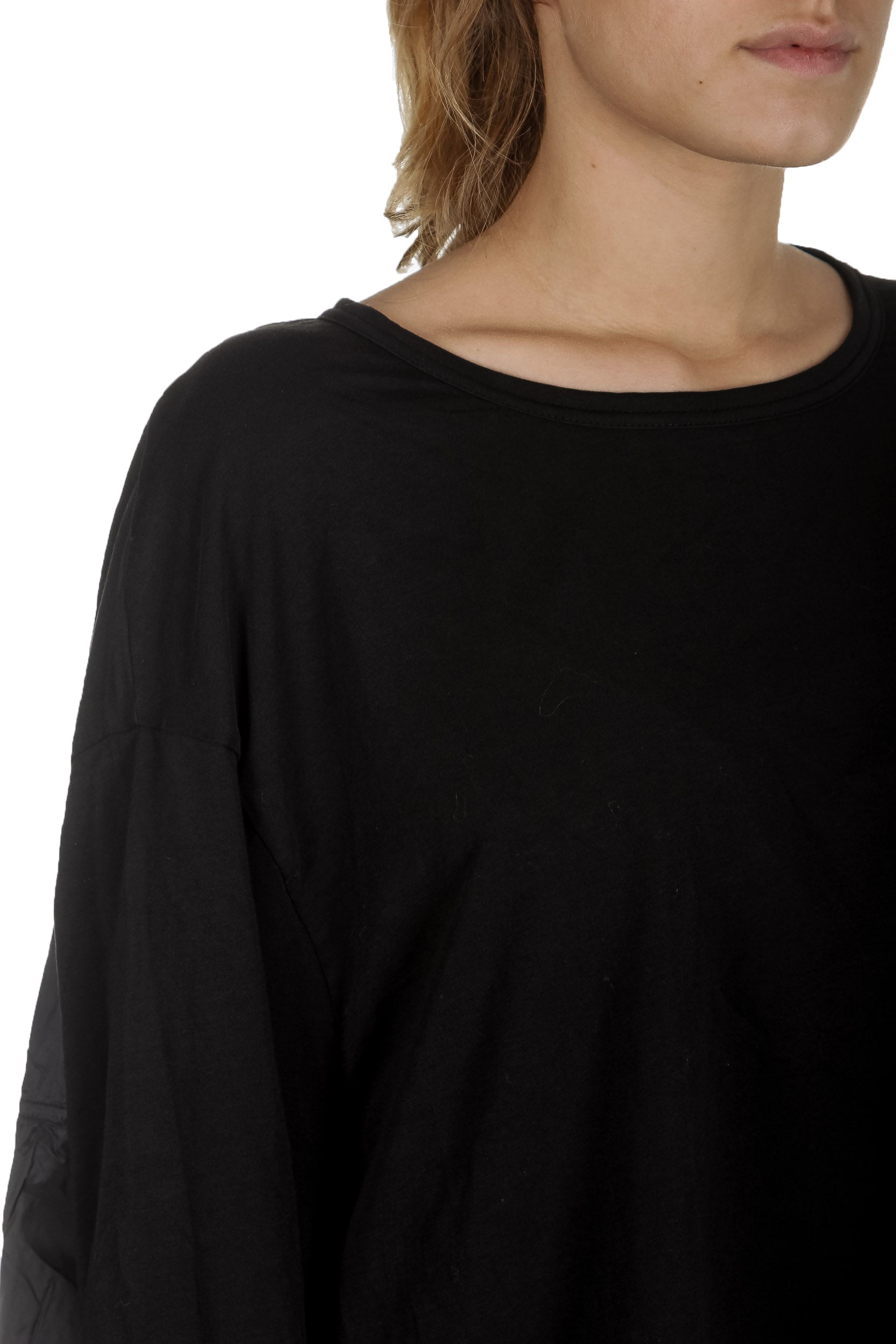 Rundholz Damen Cropped Langarm Shirt schwarz