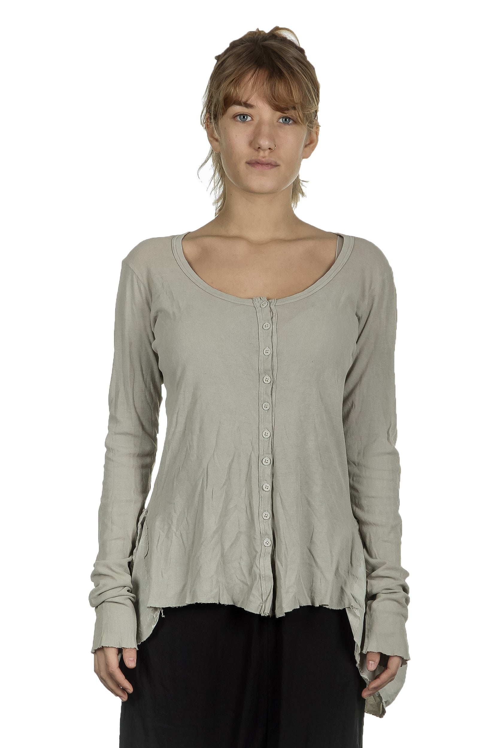 Rundholz Dip Damen Langarm Shirt Avantgarde grau
