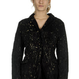 Rundholz Dip Damen Blazer mit Gold Färbung schwarz
