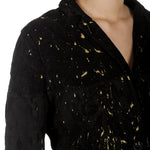 Rundholz Dip Damen Blazer mit Gold Färbung schwarz