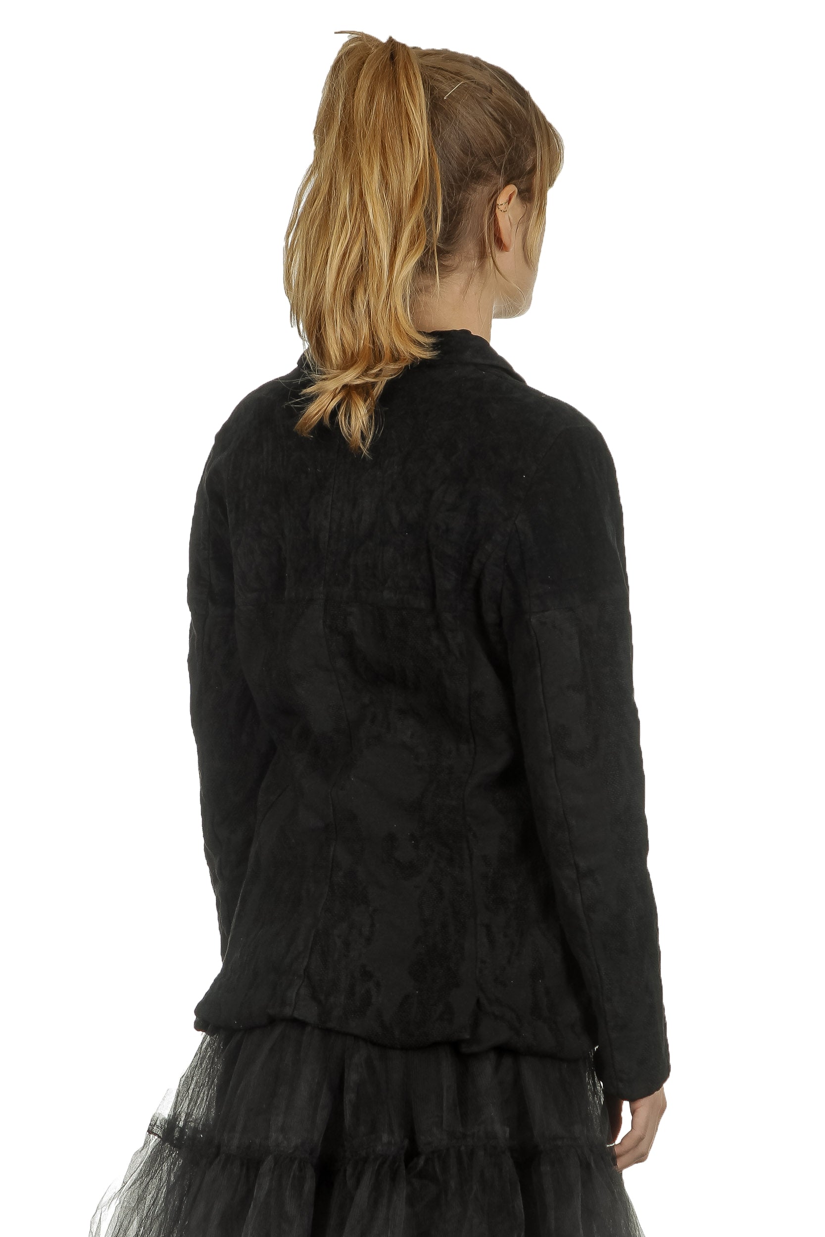 Rundholz Dip Damen Blazer mit Gold Färbung schwarz