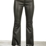 DROMe Damen Schlaghose aus Leder khaki