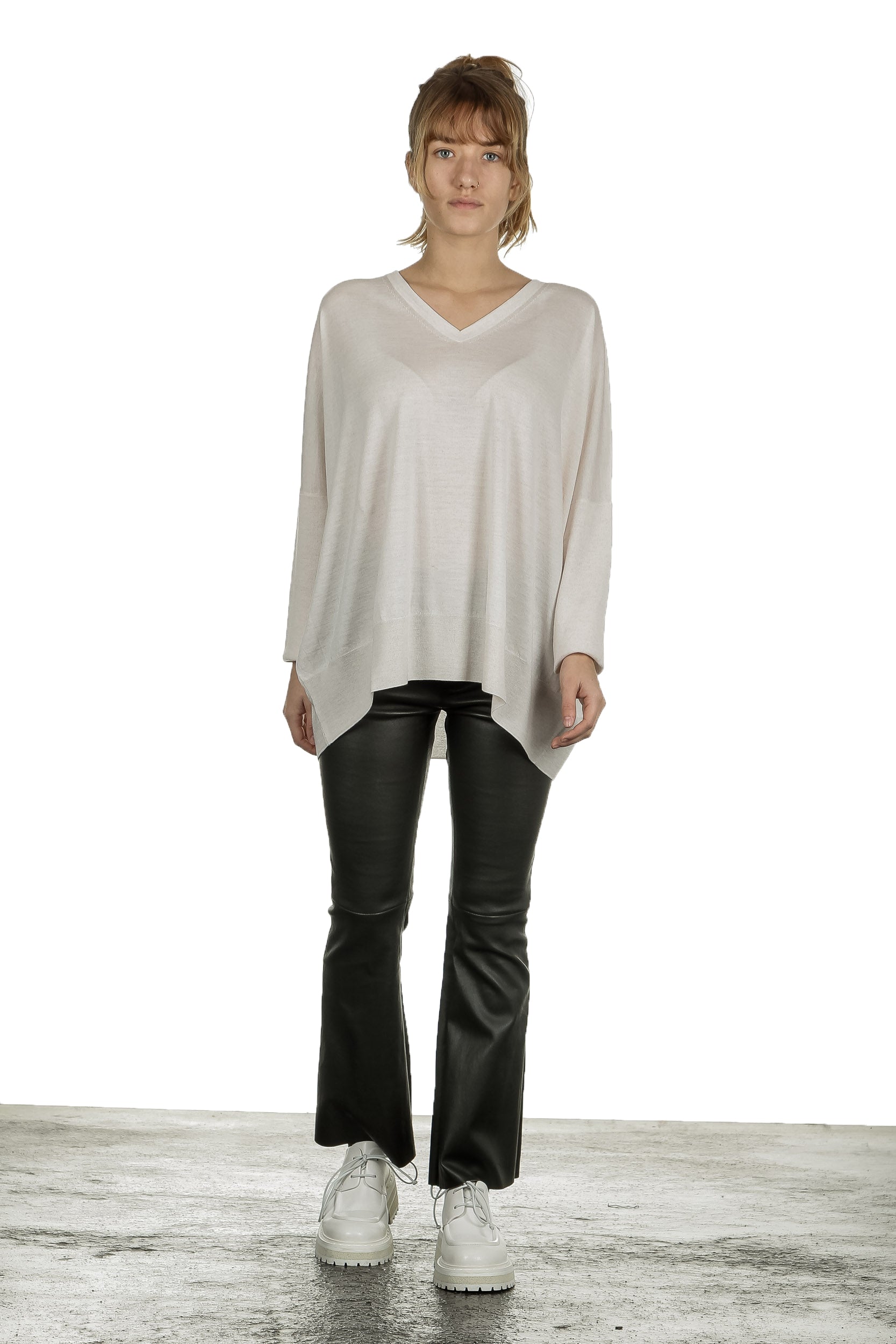 DROMe Damen Schlaghose aus Leder khaki