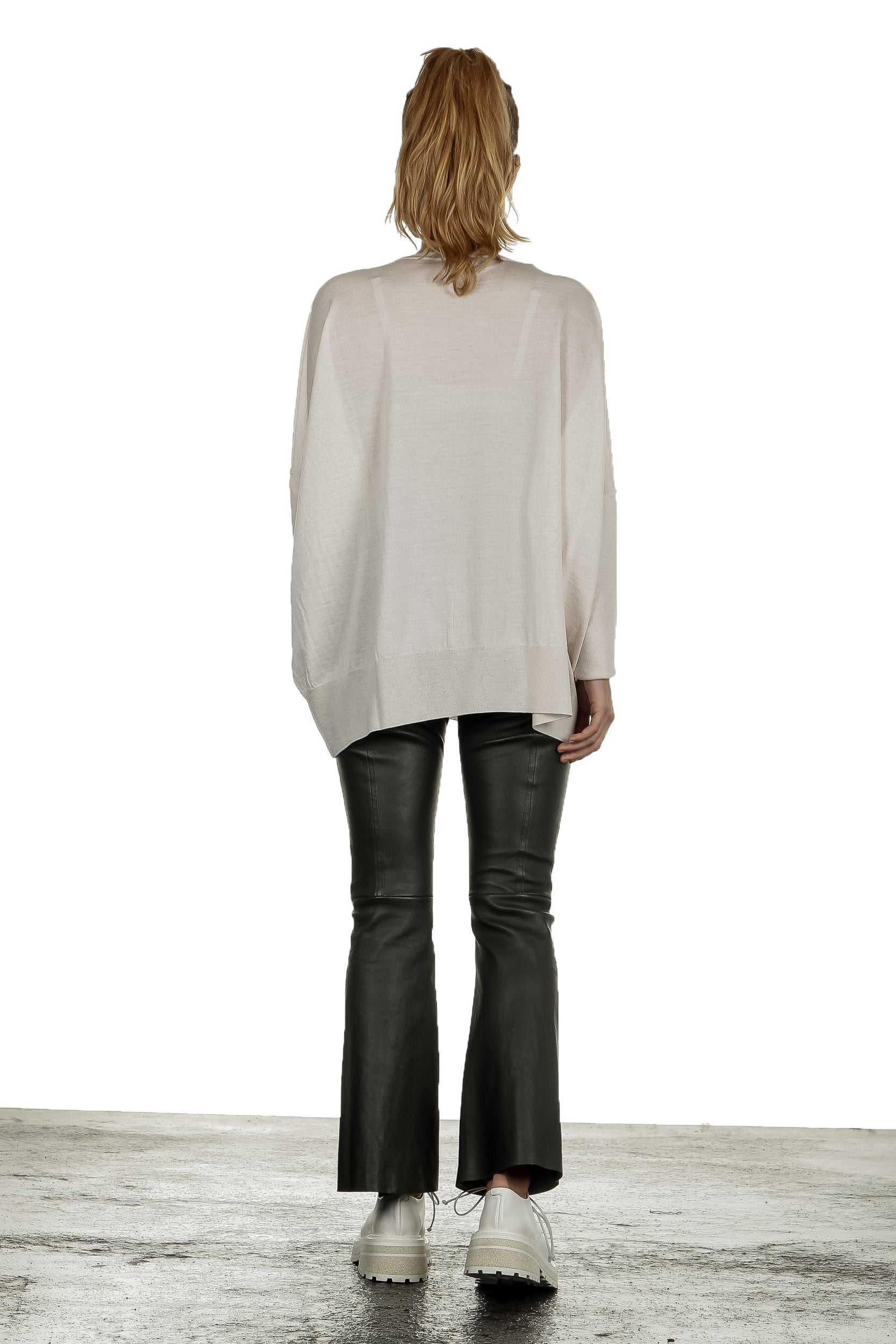 DROMe Damen Schlaghose aus Leder khaki