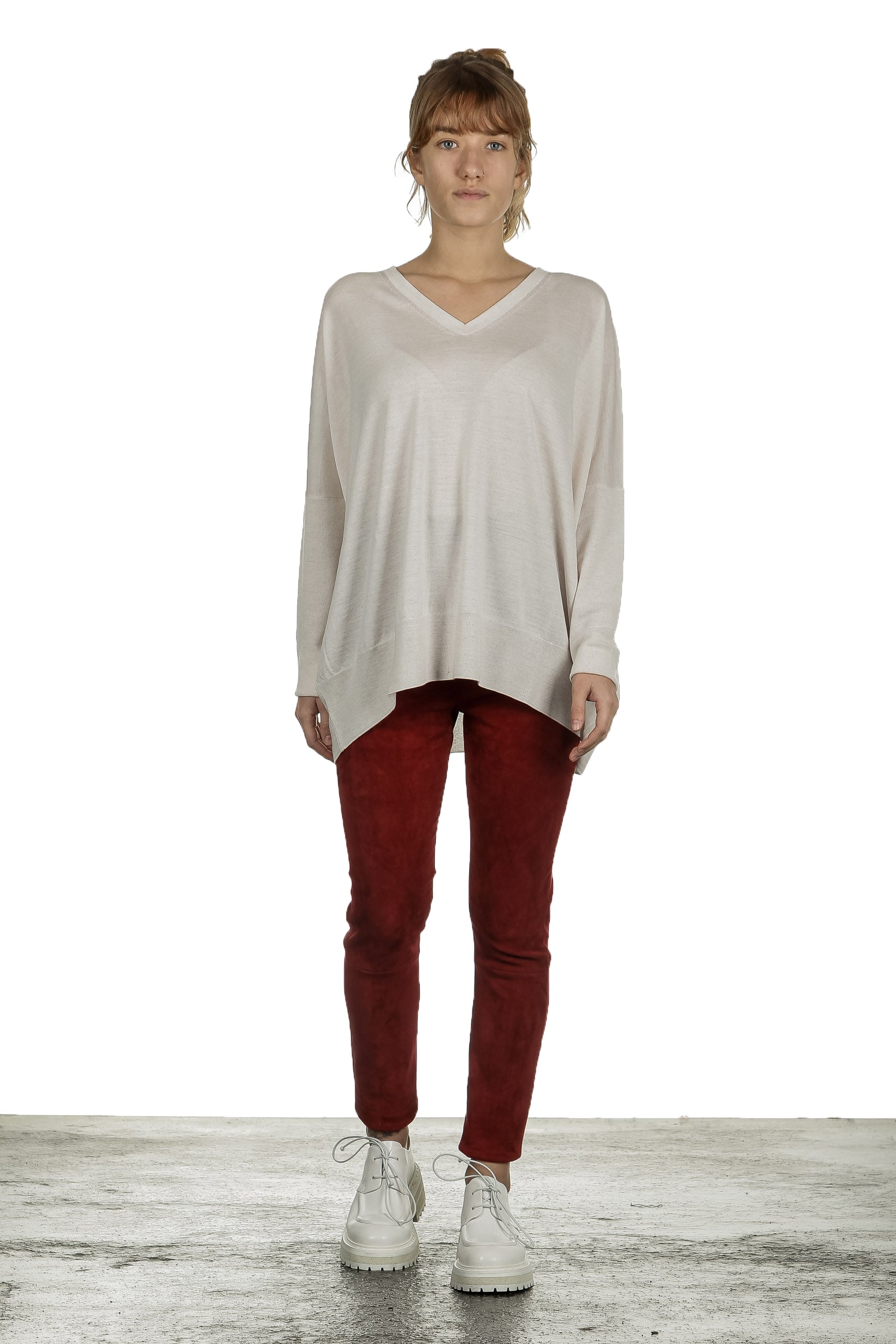DROMe Damen Leder Leggings rot
