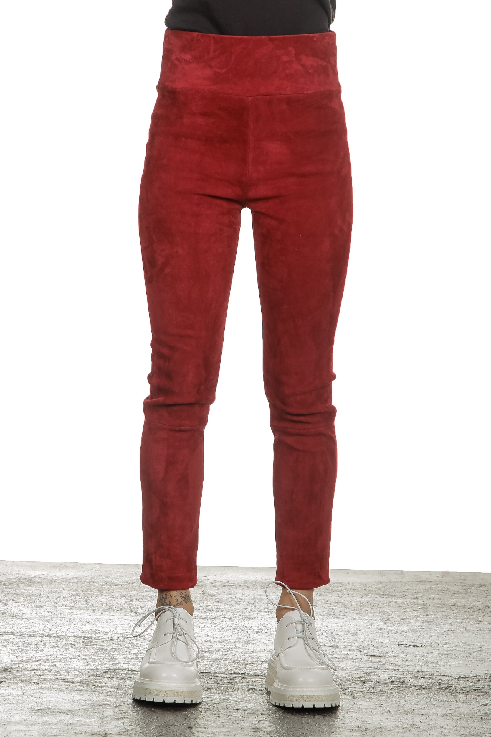 DROMe Damen Leder Leggings rot