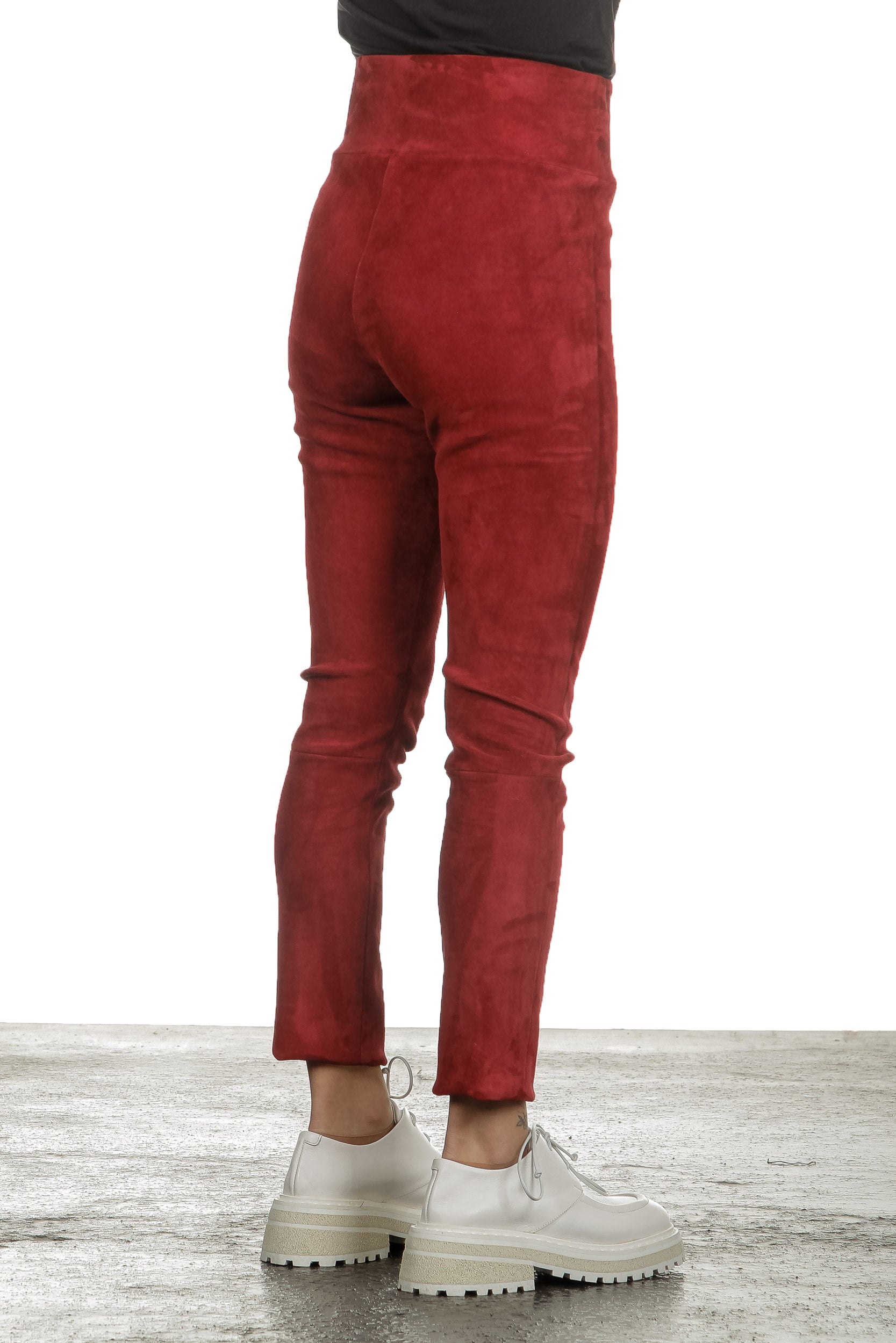 DROMe Damen Leder Leggings rot