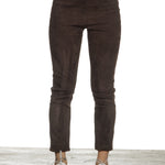 DROMe Damen Leder Leggings braun