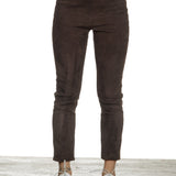 DROMe Damen Leder Leggings braun