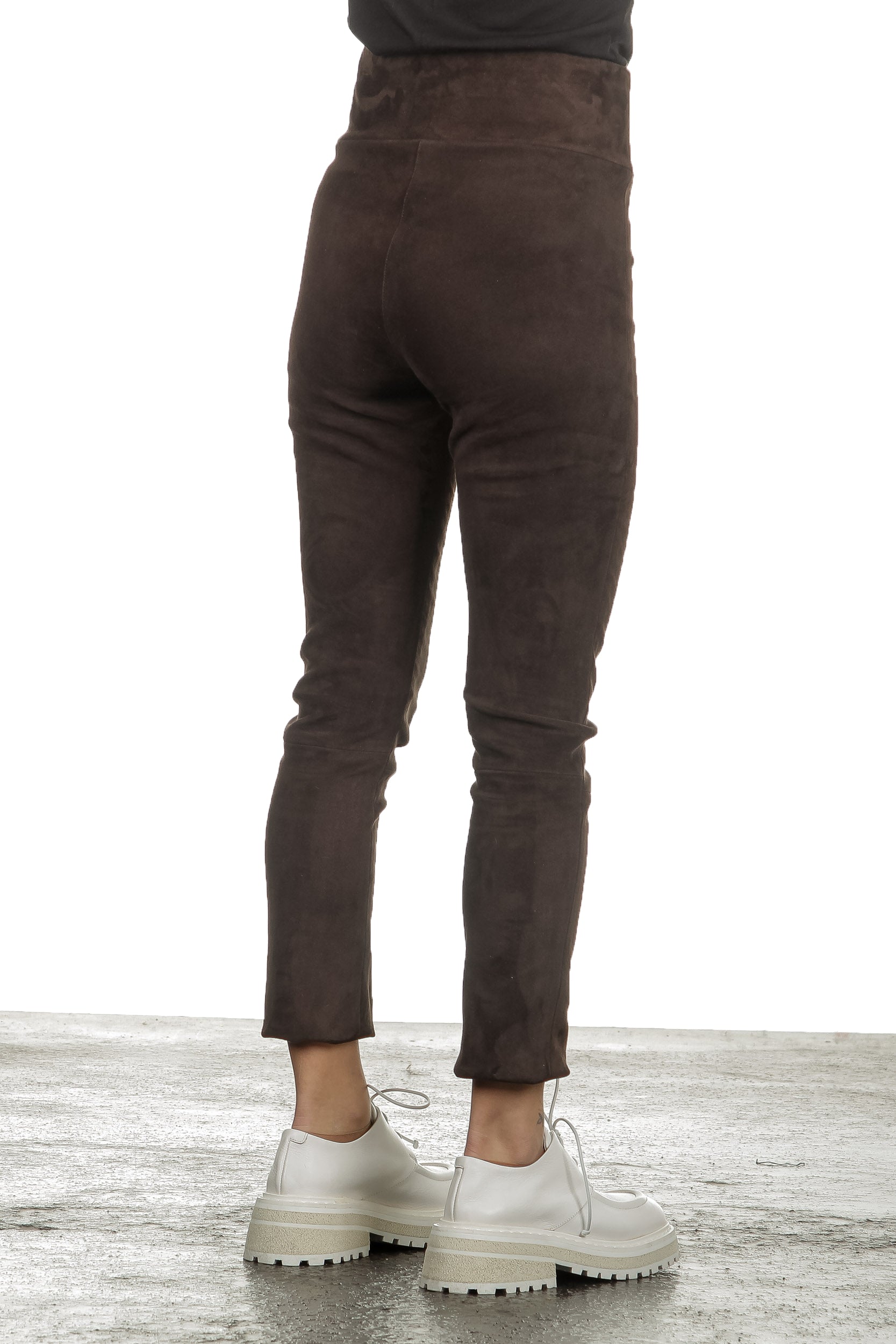 DROMe Damen Leder Leggings braun