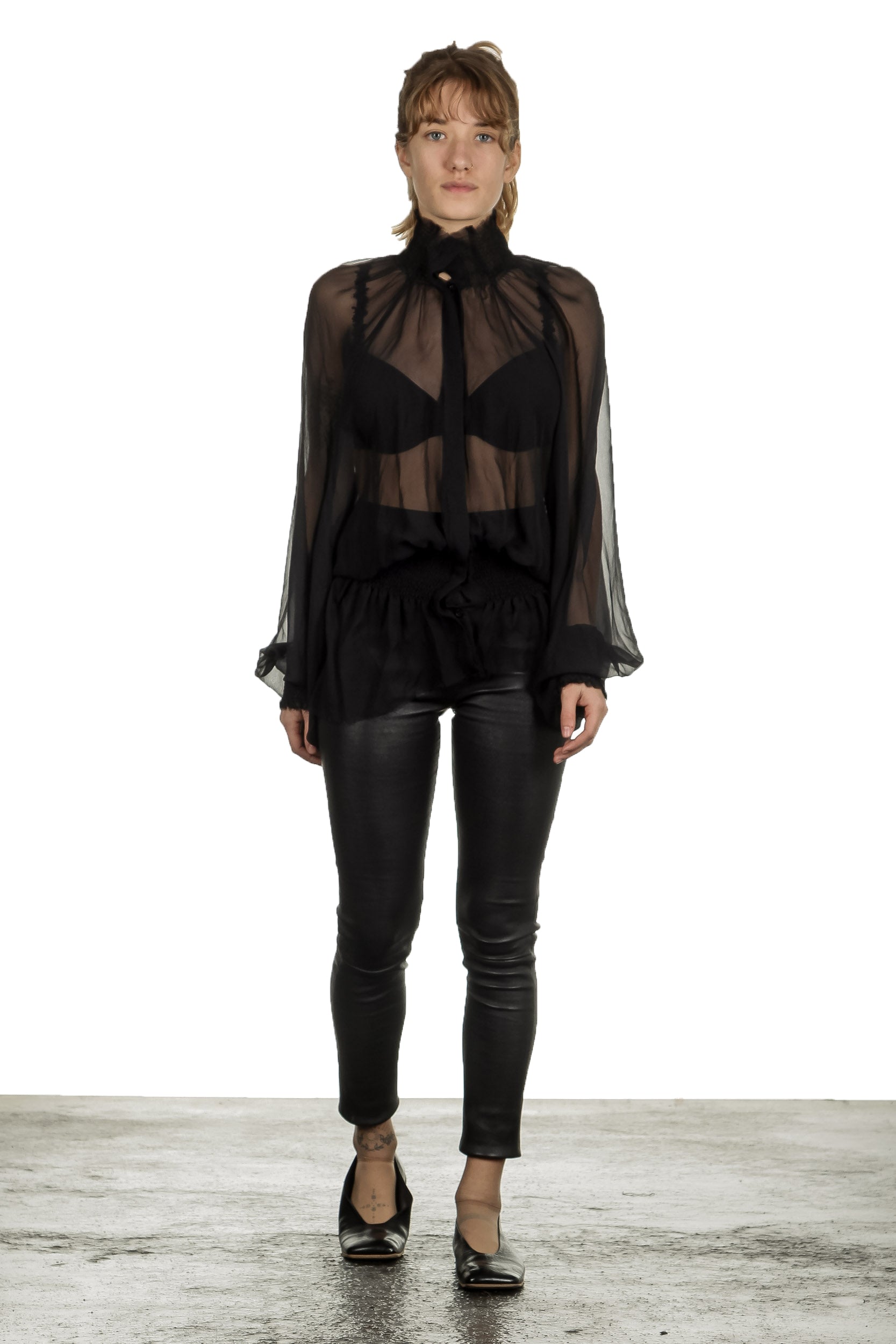 Ann Demeulemeester Damen Bluse schwarz transparent