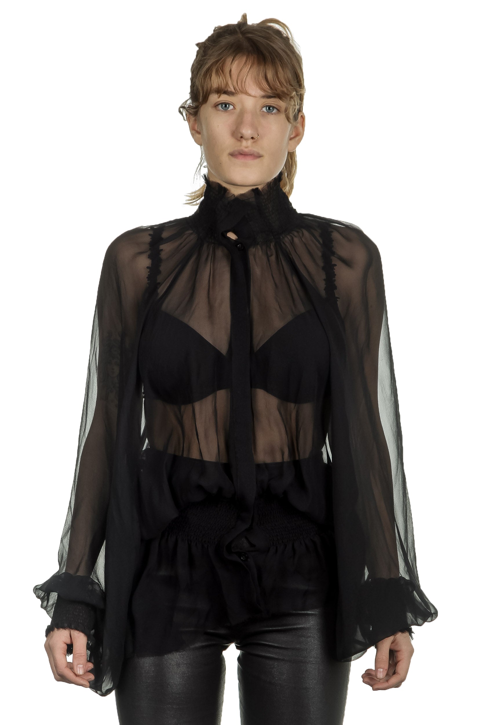 Ann Demeulemeester Damen Bluse schwarz transparent
