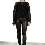 Rundholz Damen Cropped Stricktunika schwarz