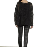 Rundholz Damen Cropped Stricktunika schwarz