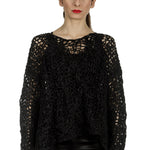 Rundholz Damen Cropped Stricktunika schwarz