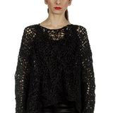 Rundholz Damen Cropped Stricktunika schwarz