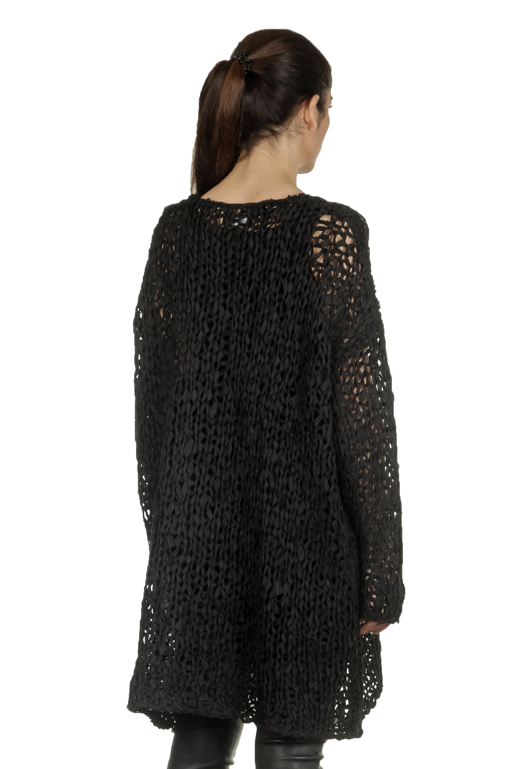 Rundholz Damen Stricktunika in A-Linie schwarz