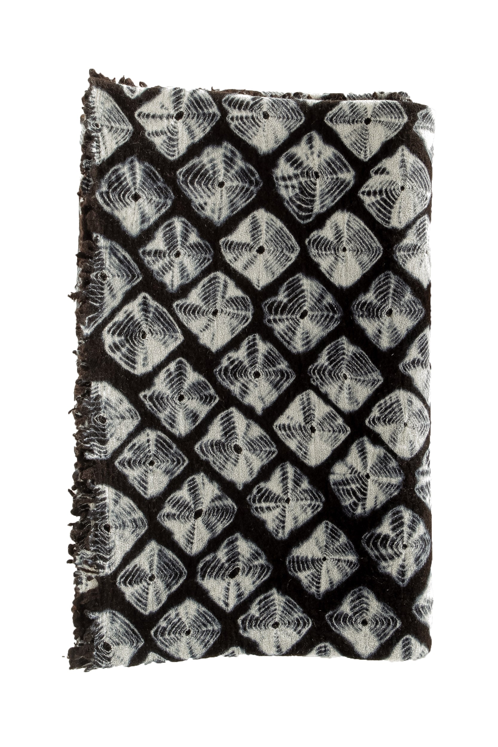 Suzusan Decke Shibori aus Wollmischung schwarz weiß