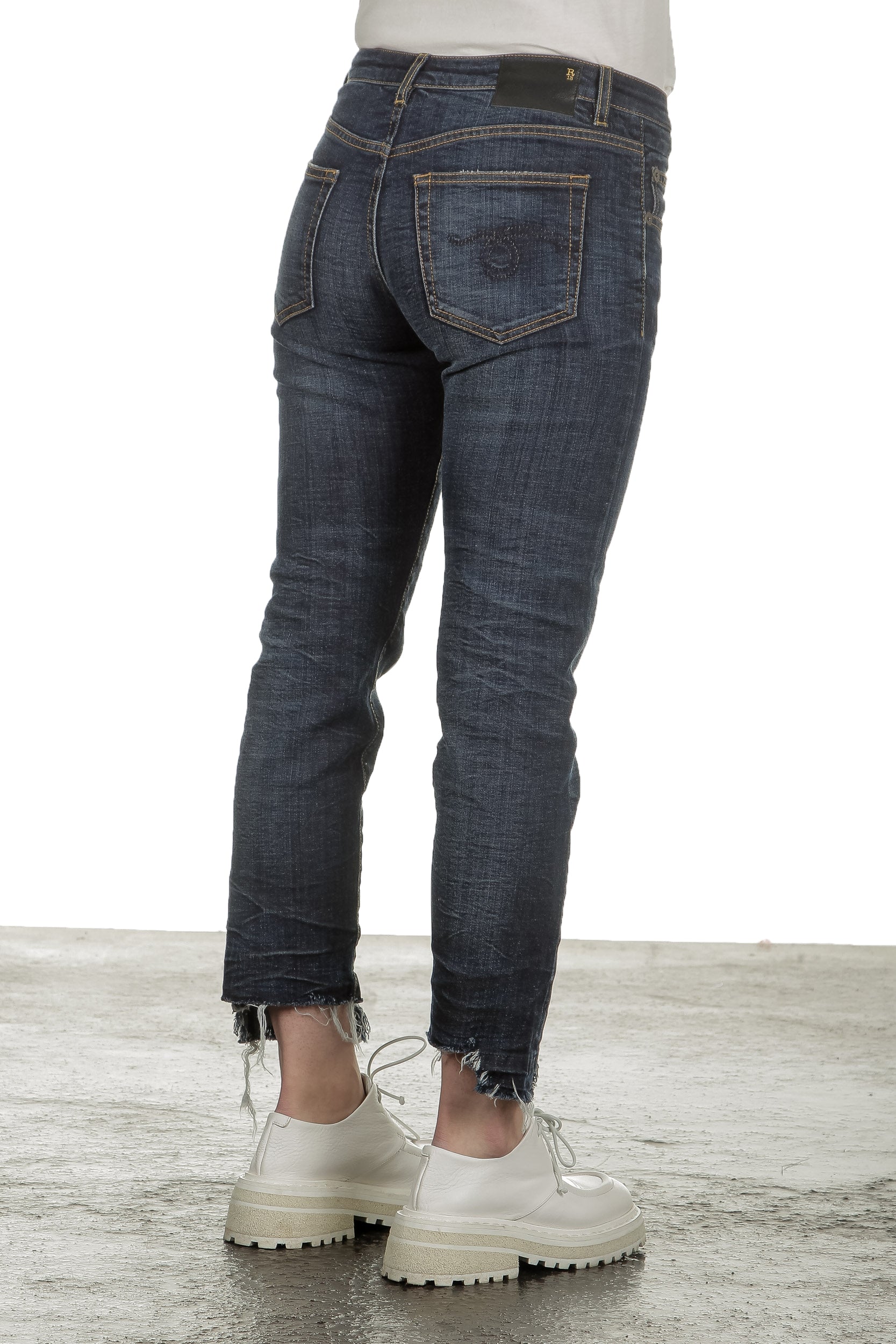 R13 Damen Jeans im Distressed-Look indigo