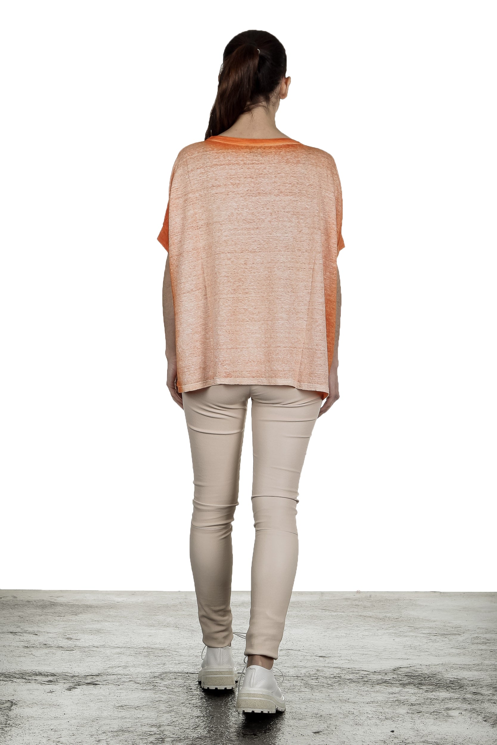 AVANT TOI Damen Oversized T-Shirt aus Leinen orange