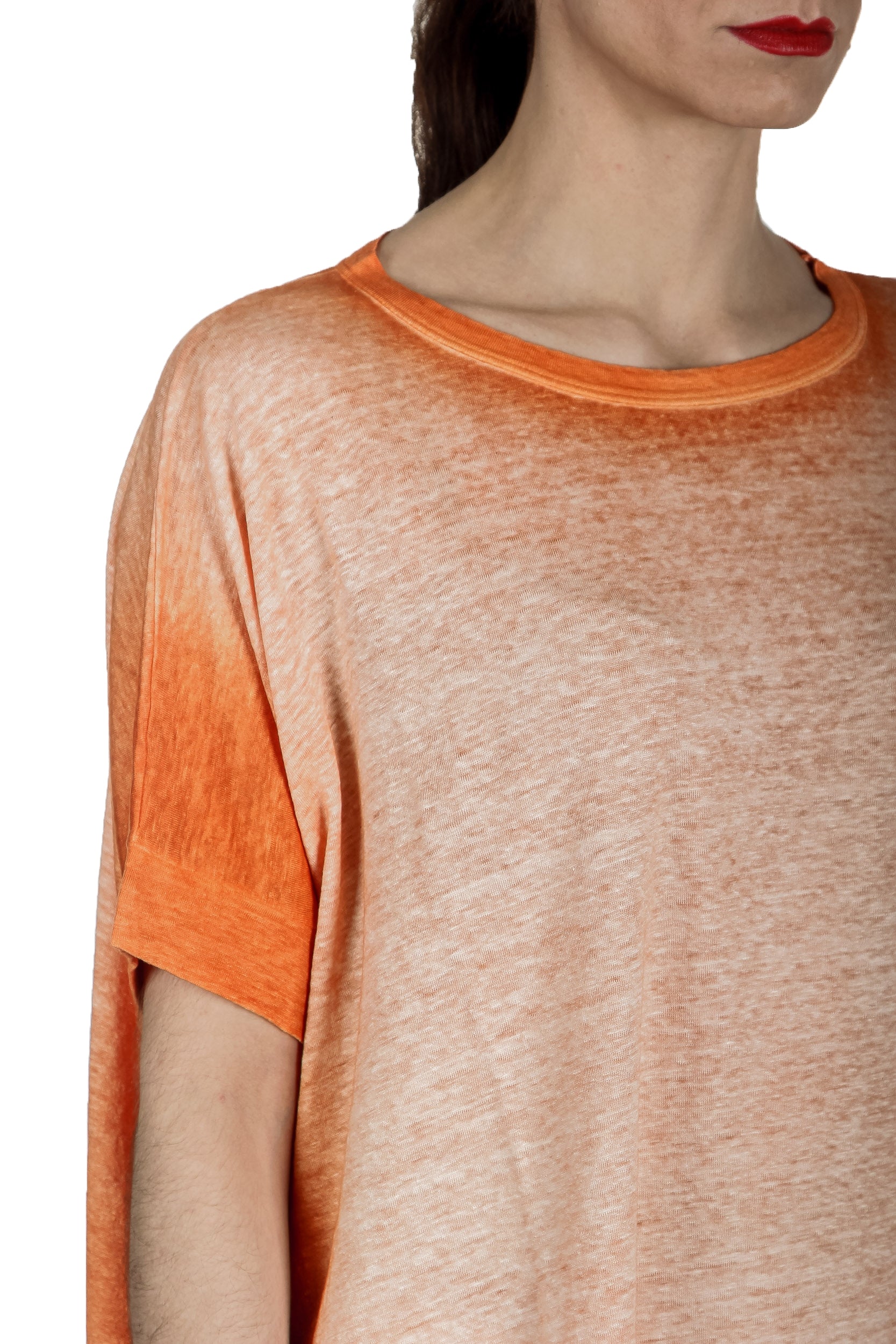 AVANT TOI Damen Oversized T-Shirt aus Leinen orange