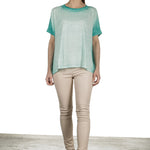 AVANT TOI Damen Oversized T-Shirt aus Leinen türkis