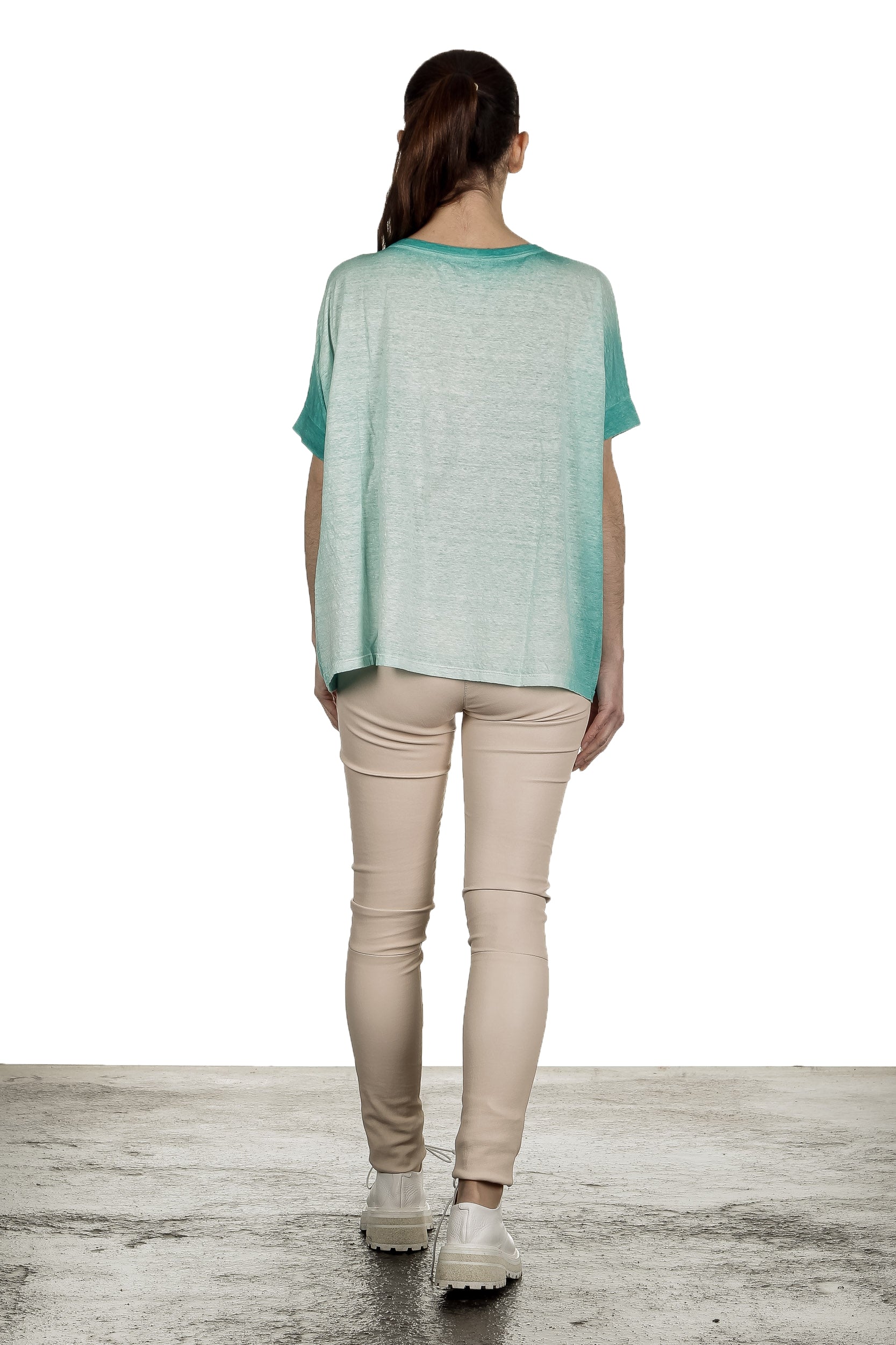 AVANT TOI Damen Oversized T-Shirt aus Leinen türkis