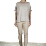 AVANT TOI Damen Oversized T-Shirt aus Leinen taupe