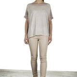 AVANT TOI Damen Oversized T-Shirt aus Leinen taupe