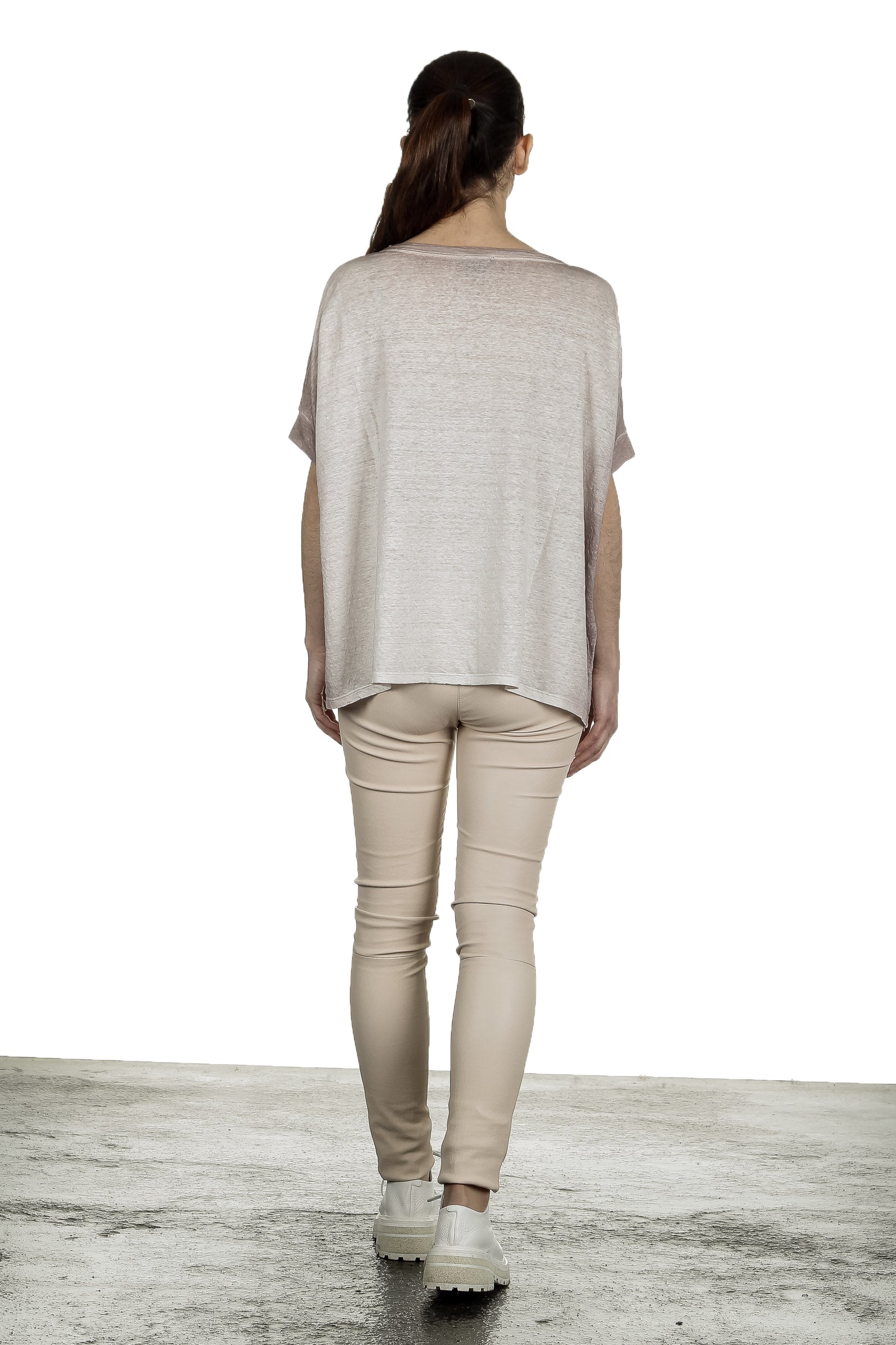 AVANT TOI Damen Oversized T-Shirt aus Leinen taupe