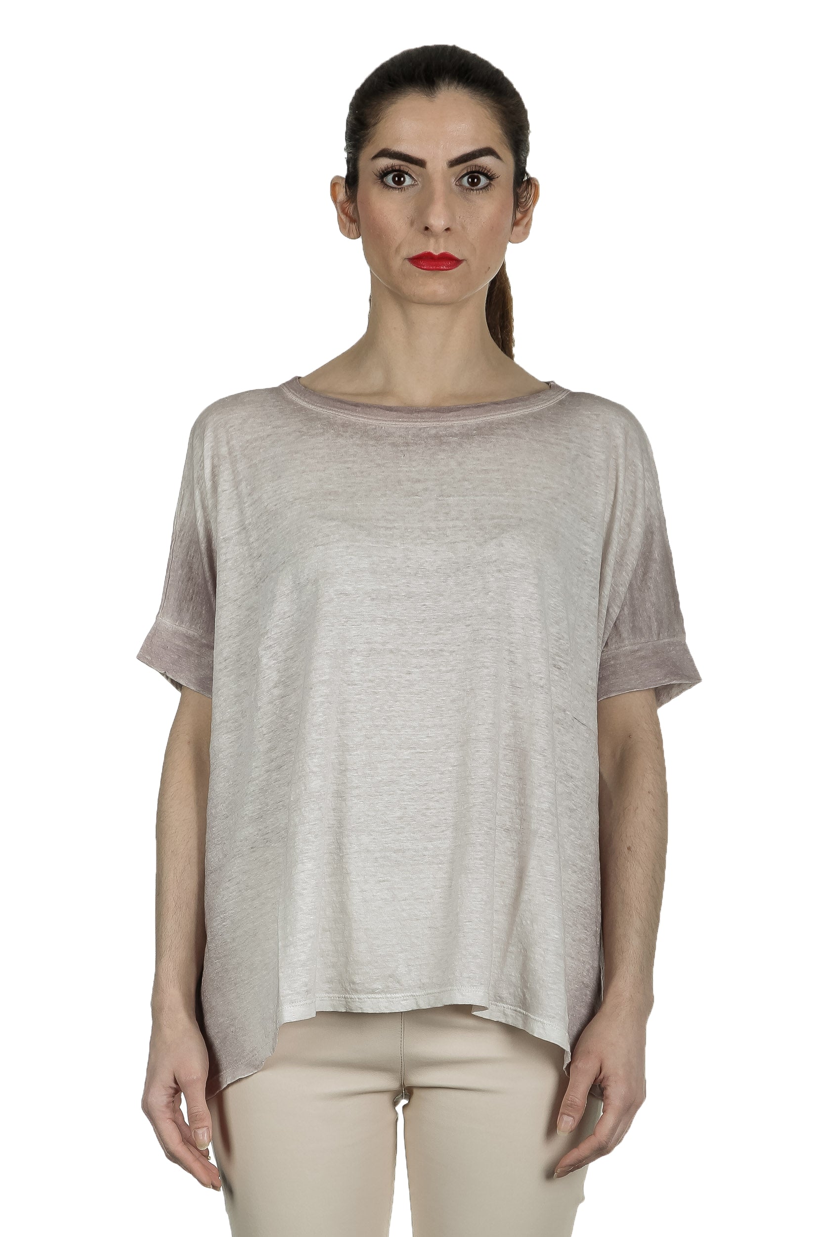 AVANT TOI Damen Oversized T-Shirt aus Leinen taupe