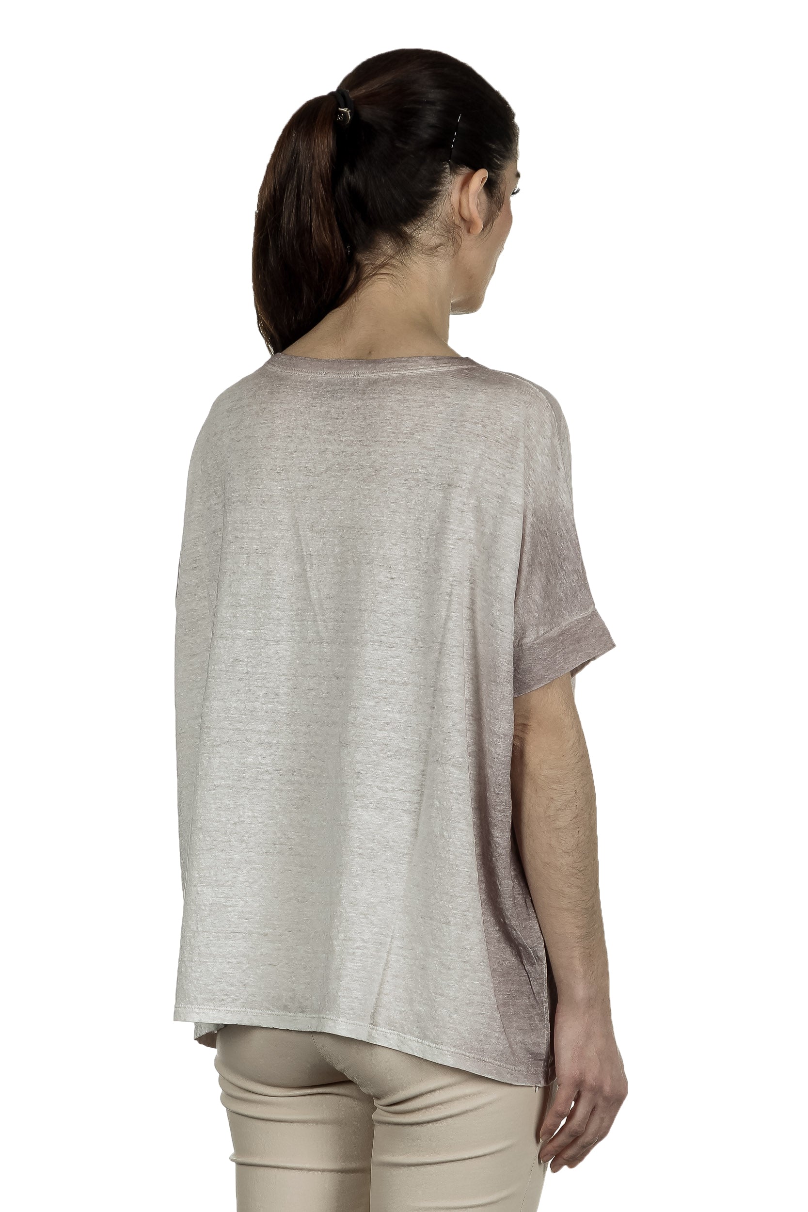 AVANT TOI Damen Oversized T-Shirt aus Leinen taupe