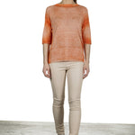 AVANT TOI Damen Feinstrick-Pullover aus Leinenmischung orange