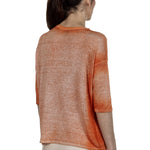 AVANT TOI Damen Feinstrick-Pullover aus Leinenmischung orange