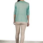 AVANT TOI Damen Feinstrick-Pullover aus Leinenmischung türkis