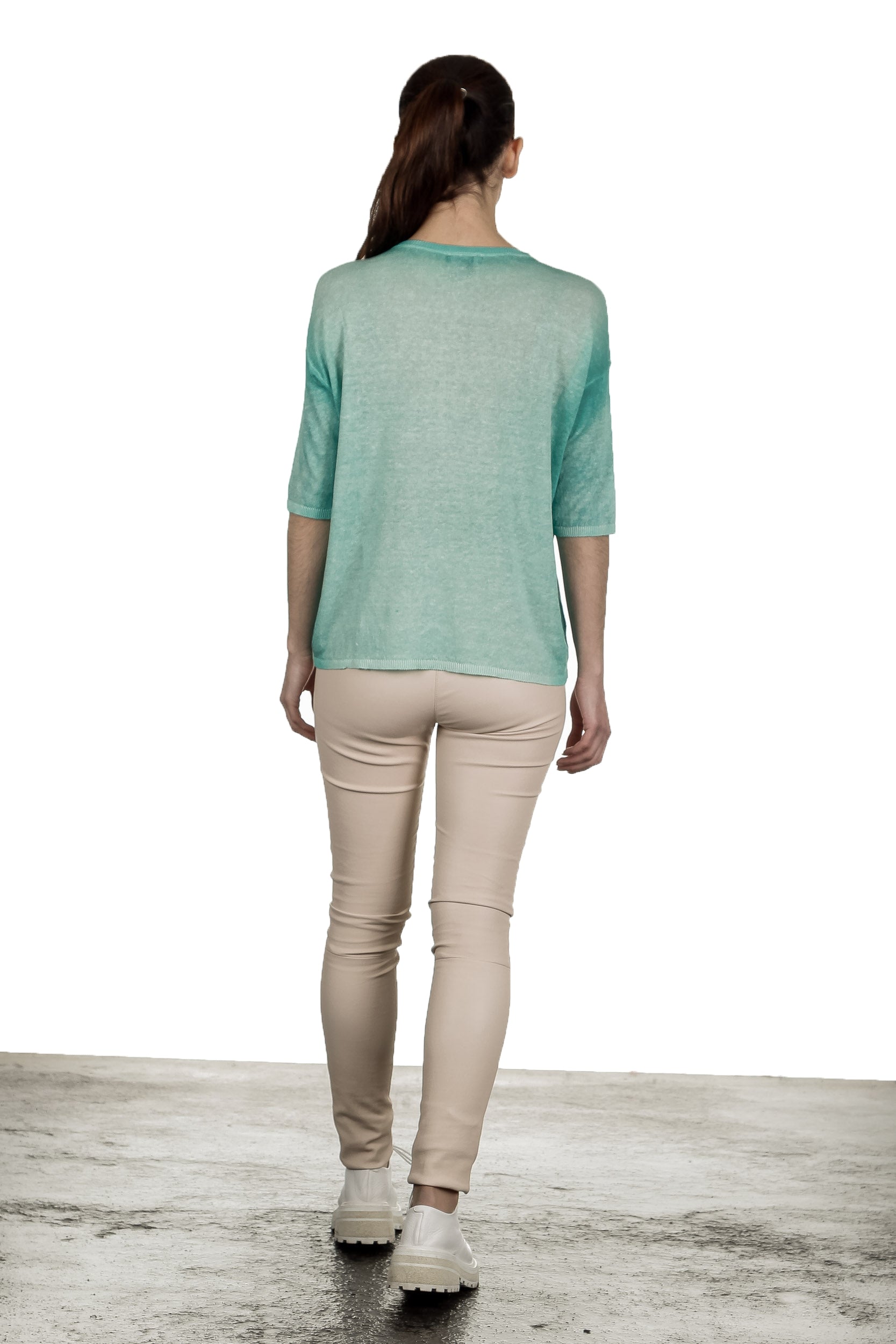 AVANT TOI Damen Feinstrick-Pullover aus Leinenmischung türkis