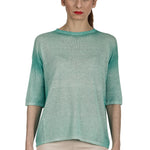 AVANT TOI Damen Feinstrick-Pullover aus Leinenmischung türkis