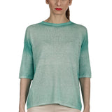 AVANT TOI Damen Feinstrick-Pullover aus Leinenmischung türkis