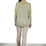 AVANT TOI Damen Fein gestrickter Pullover mit Schlitzen grün