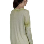 AVANT TOI Damen Fein gestrickter Pullover mit Schlitzen grün