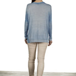 AVANT TOI Damen Fein gestrickter Pullover mit Schlitzen blau