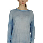 AVANT TOI Damen Fein gestrickter Pullover mit Schlitzen blau