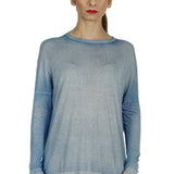 AVANT TOI Damen Fein gestrickter Pullover mit Schlitzen blau