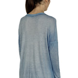 AVANT TOI Damen Fein gestrickter Pullover mit Schlitzen blau