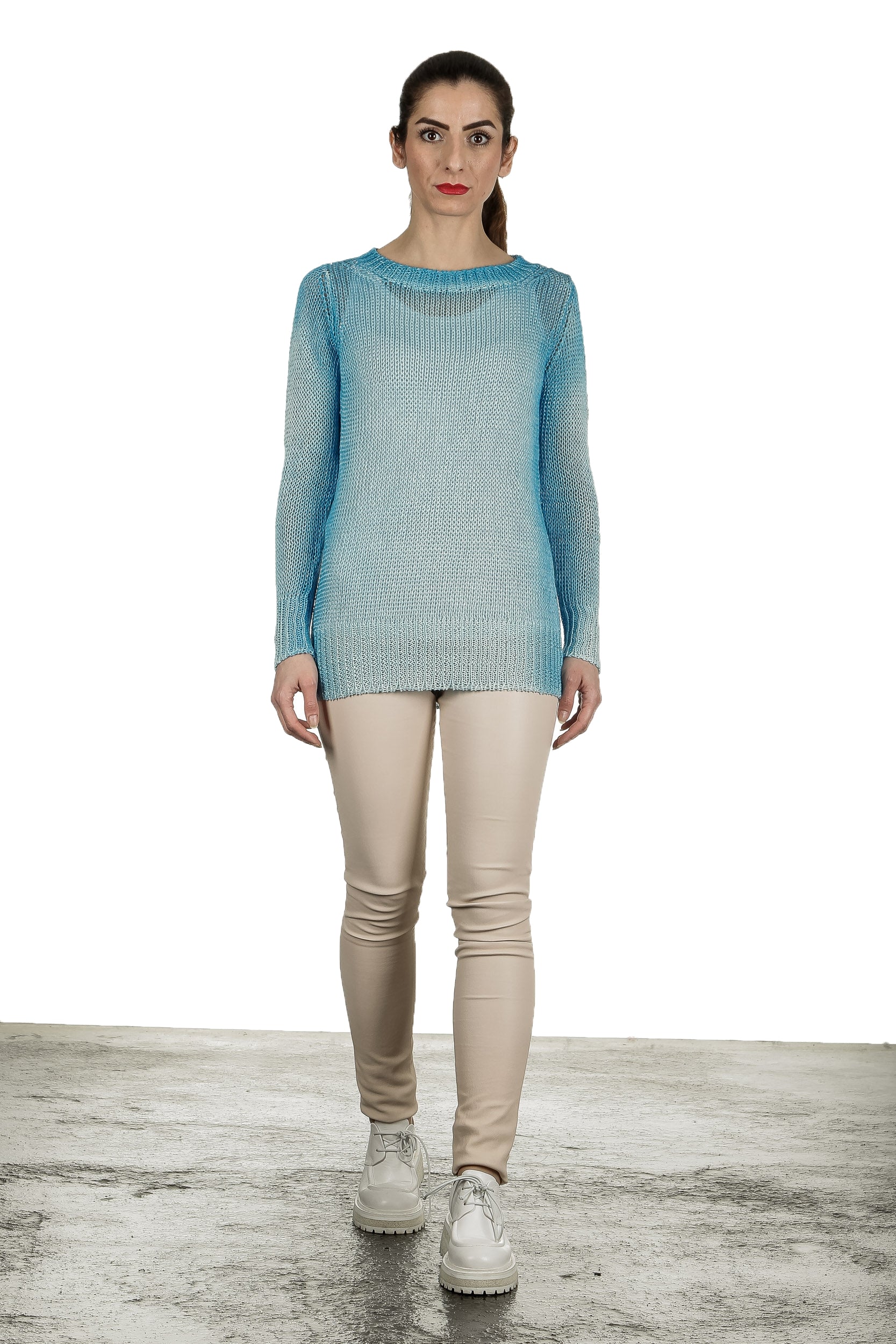 AVANT TOI Damen Feingestrickter Pullover aus Leinen blau