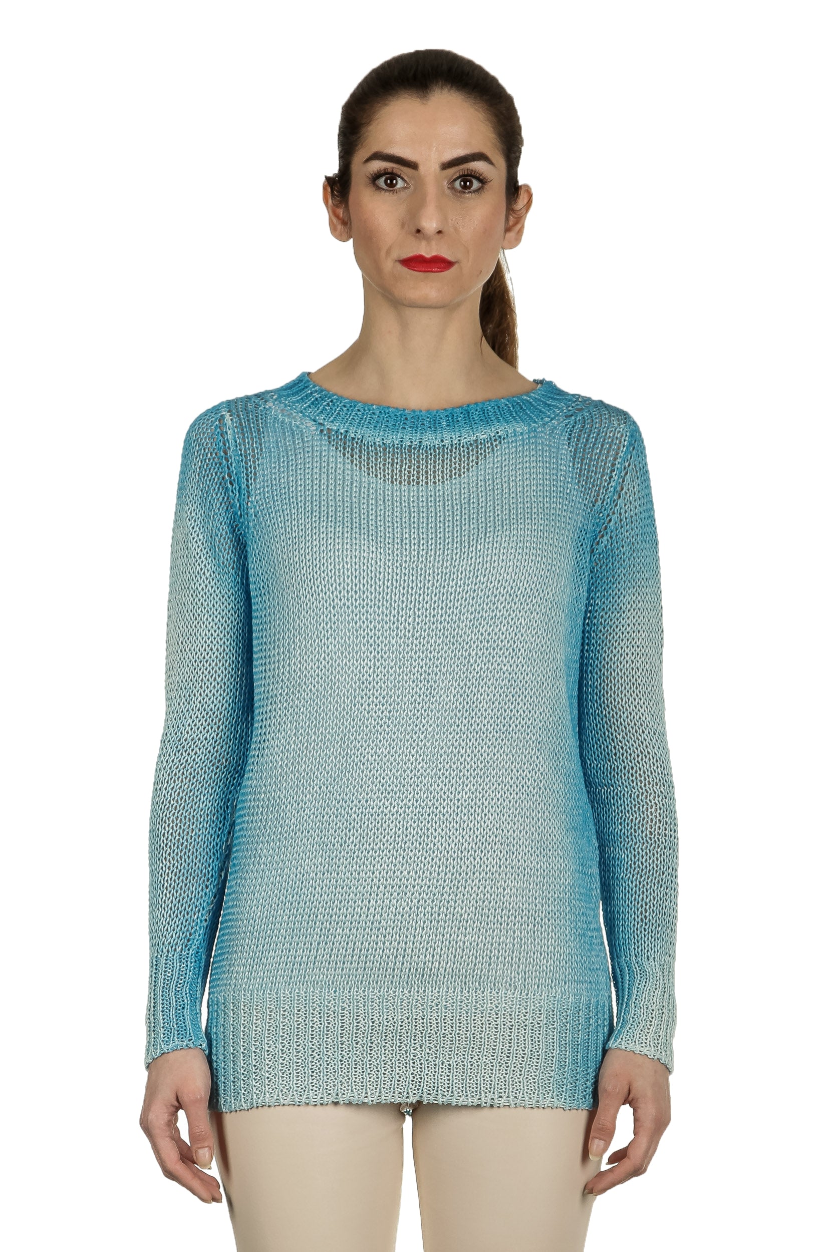 AVANT TOI Damen Feingestrickter Pullover aus Leinen blau