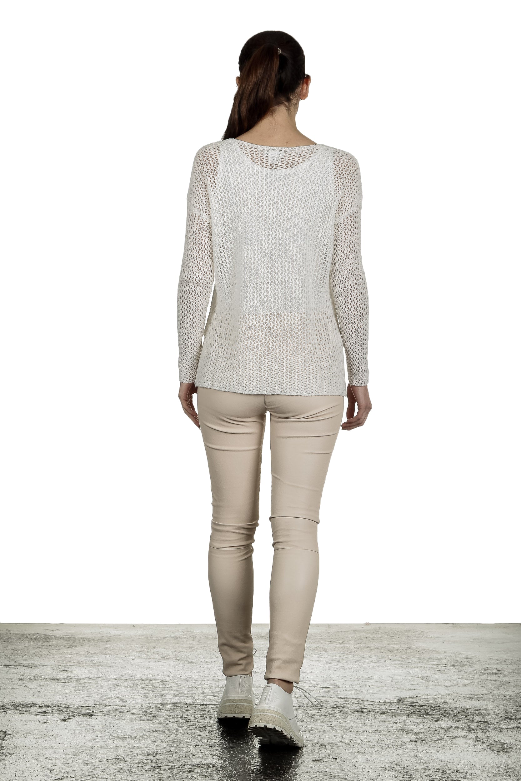 AVANT TOI Damen Grobgestrickter Pullover Kaschmir off-white