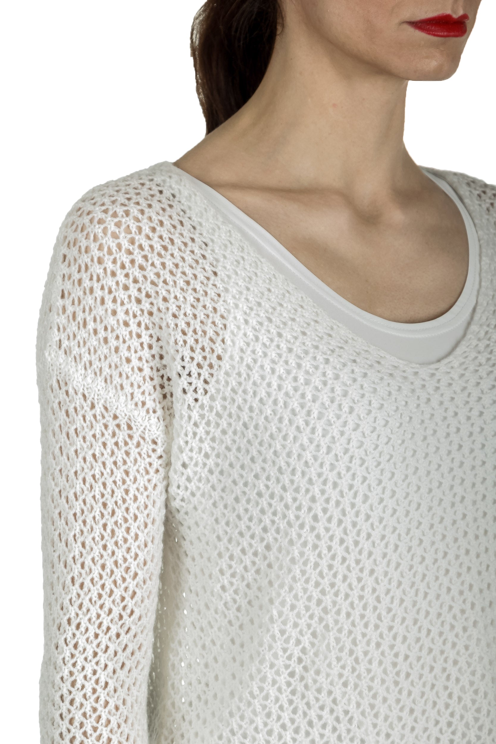 AVANT TOI Damen Grobgestrickter Pullover Kaschmir off-white