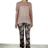 R13 Damen Ausgestellte Cropped-Jeans mit Blumen-Print mehrfarbig