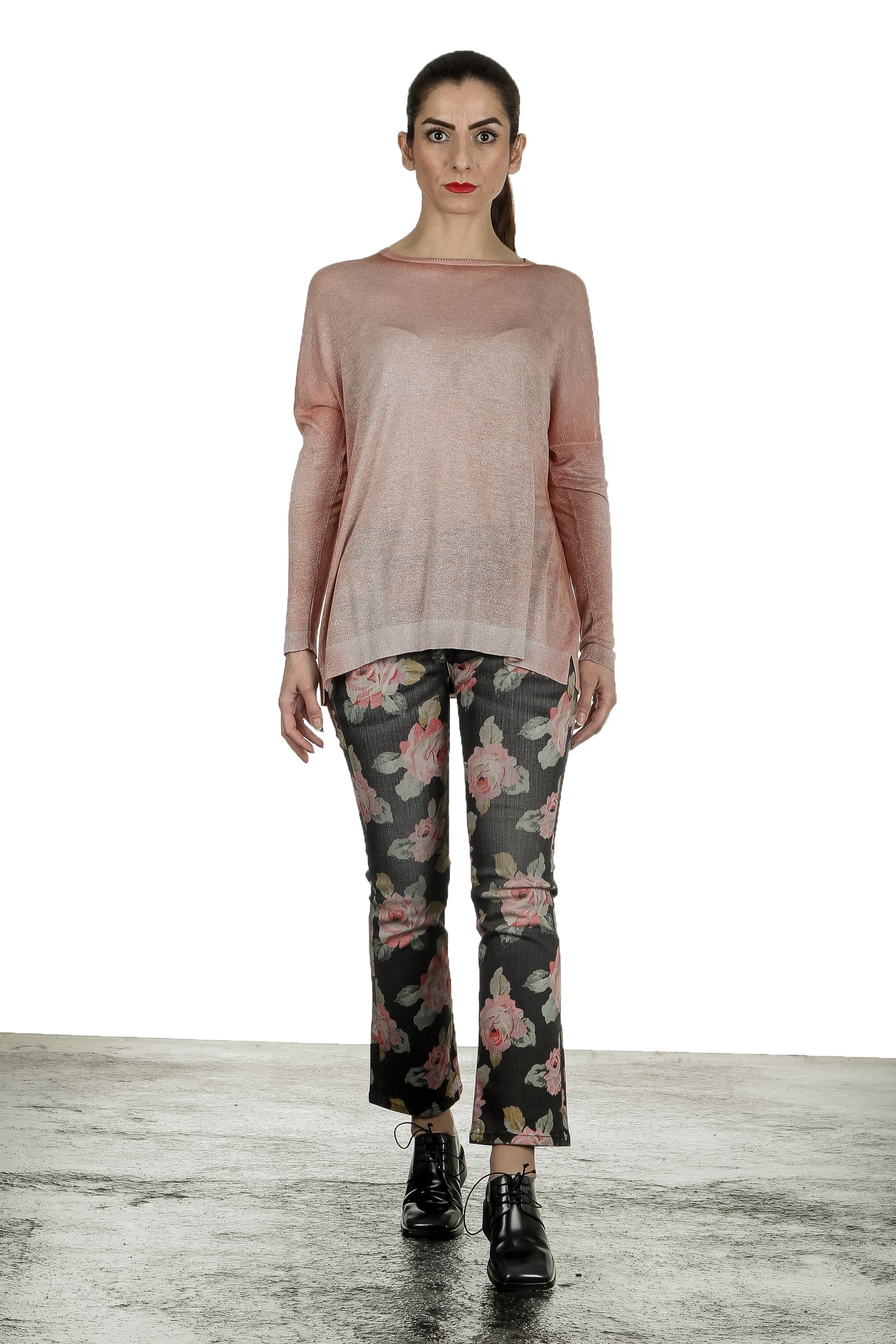R13 Damen Ausgestellte Cropped-Jeans mit Blumen-Print mehrfarbig